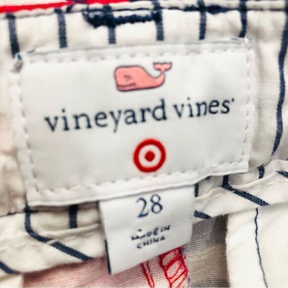 Vineyard Vines Red White Blue Striped Flat Front Stretchy Men’s Shorts Sz 28 - Picture 8 of 9